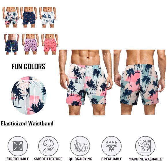 Men's Printed Swim Shorts with Pockets  Beachwear Bathing Suits Board Trunks - Picture 14 of 16